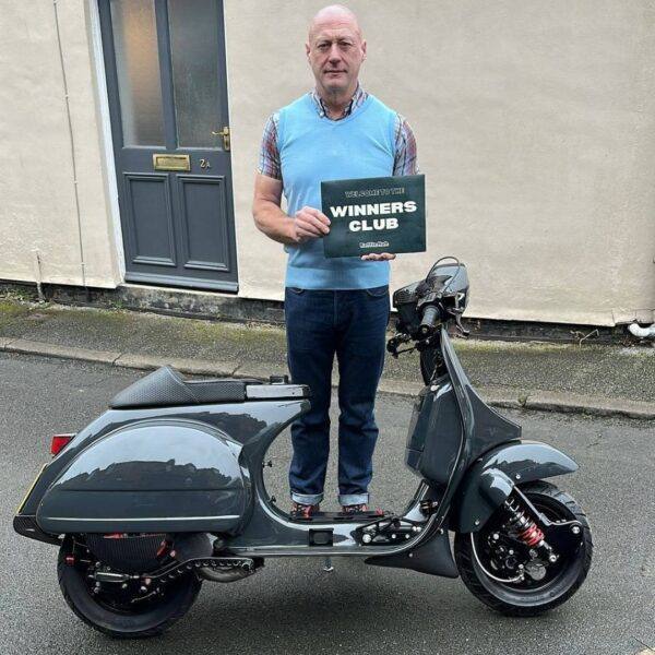 Richard Thornton from Harrogate with Ticket Number 4955 Wins Vespa T5 Malossi 172 Fully Tricked Out Streetracer - Thursday 16th January