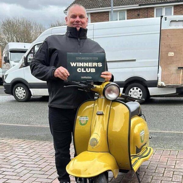 Mike Allison from Ellesmere Port with Ticket Number 1158 Wins 1960 Lambretta Li 125 Series 2 with Eric Cope RB 252 Engine - Monday 27th January