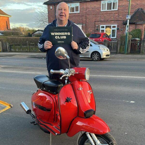 Mark Walker from Nottingham, with Ticket Number 5756 Wins 1969 Lambretta GP 125 Fully Restored - Monday 3rd February